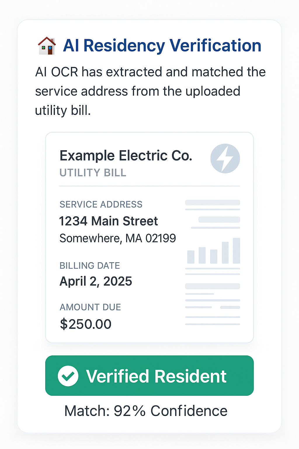 AI residency verification review screen
